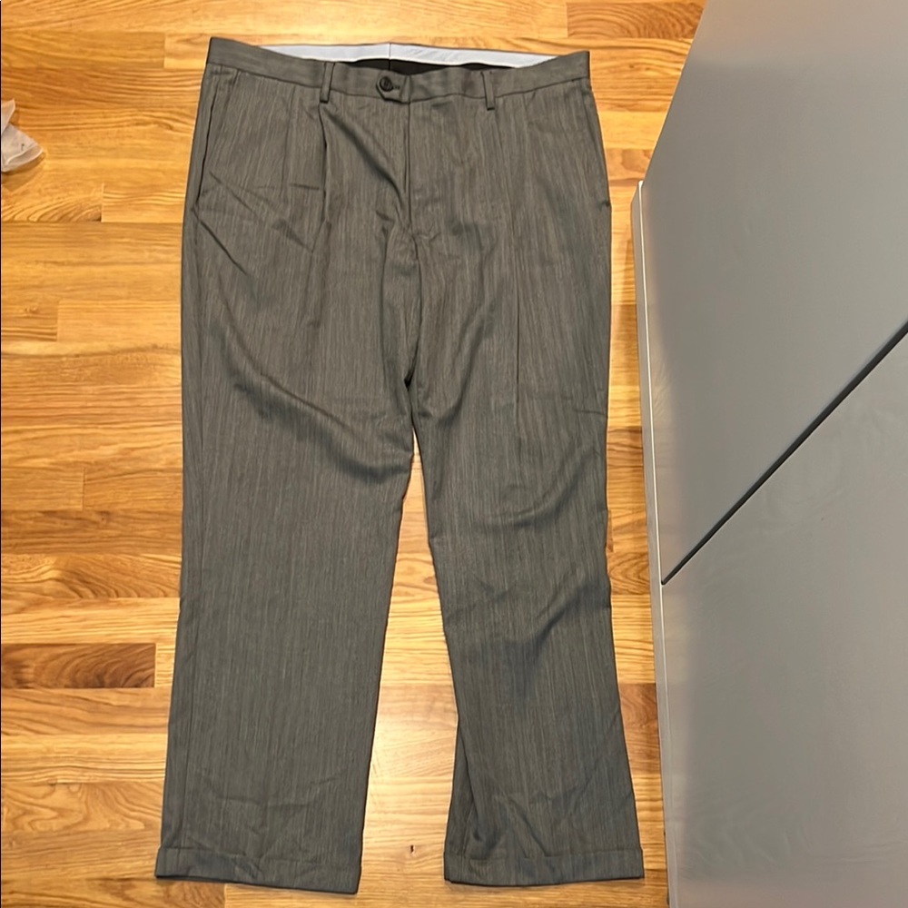 Gray Dress Pants with pleated front and Straight Leg